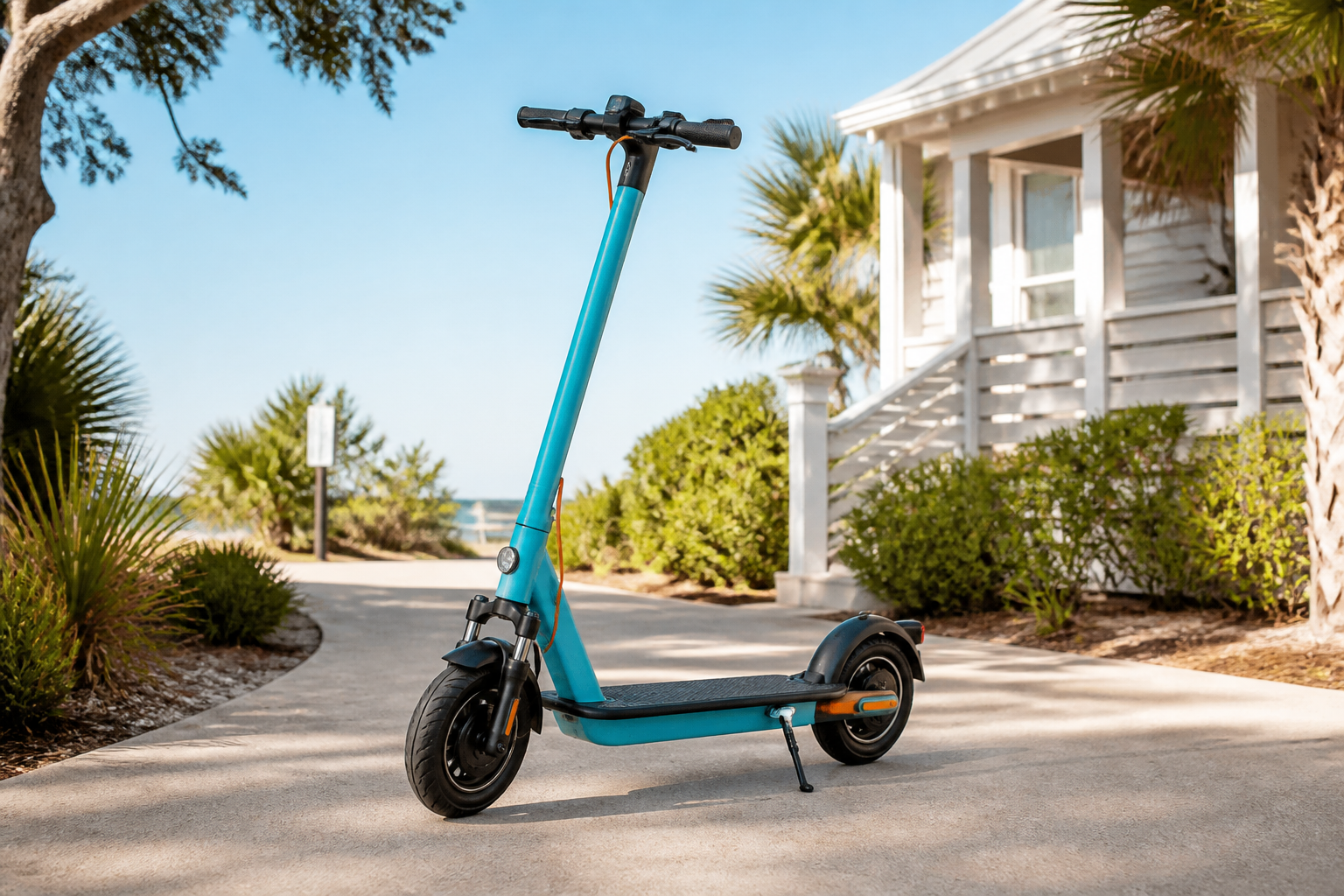 Wavy Rentals stand-up electric scooter on St. Simons Island
